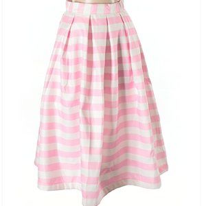 Chic Wish Style Pink Stripe Midi Skirt Pockets